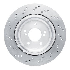 BMW M3 Brake Rotor (1) - Rear Right - R1 Concepts - Hi-Carbon Alloy GEOMET Coated Rotor - Drilled - `06-`08